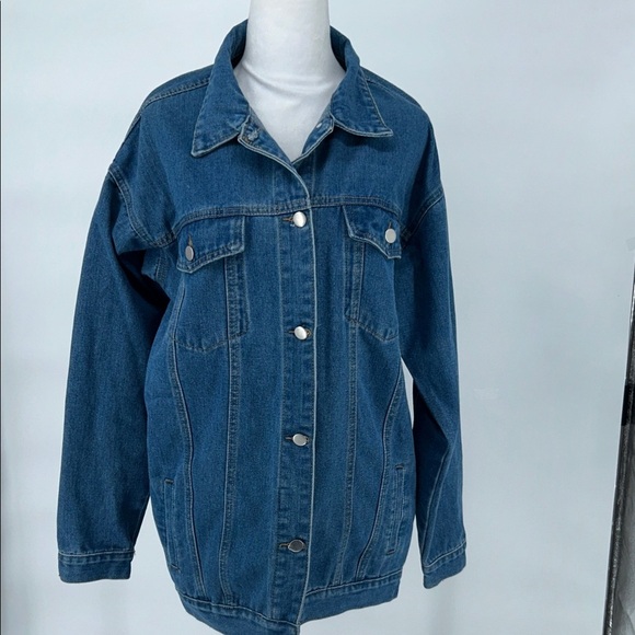 Shein Jean Jacket Denim Size L Not Your Girl Boom Boom Comic Pop Cotton/Poly - Picture 3 of 12
